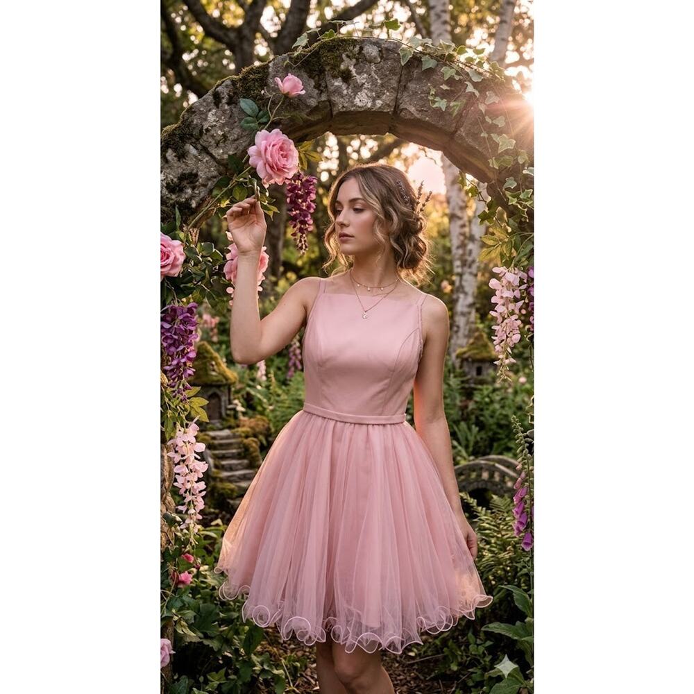 Balletcore pink multi-layer tulle dress Prom Homecoming‎ Coquette Princess M